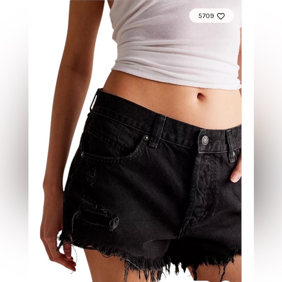 We The Free Now or Never Denim Shorts Black Cut Offs Distressed Boho - Picture 10 of 10